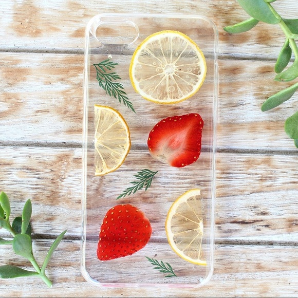 Accessories - Real pressed strawberries and Lemon iPhone Case